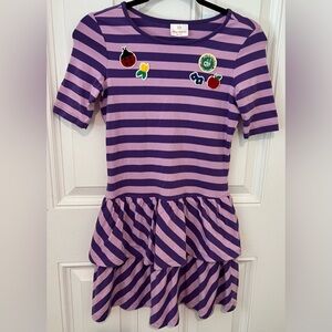 Hanna Andersson Superpatch Purple Stripes Ruffle Play Dress Girls Size 12